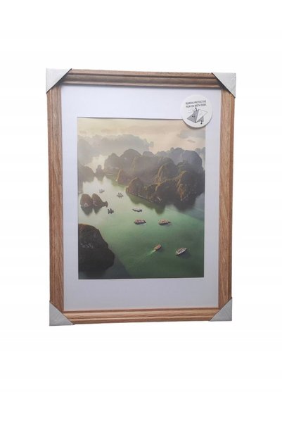 OEM Ramă foto mare 50x70 cm – Lemn cu paspartu, protecție transparentă, monta...