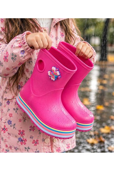 GKT SHOES حذاء مطر للأطفال من كوكو، بنعل ملون ومقاوم للماء.