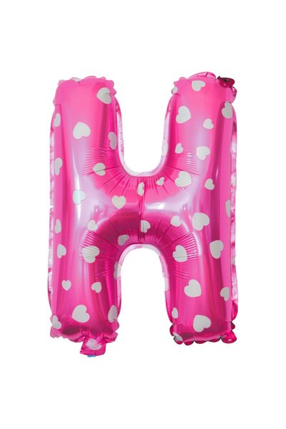 Generic Brand Balon Folie Metalizata Litera H, 40 cm, Cu Imprimeu Inimioare, ...