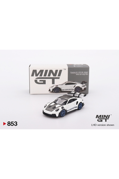 mini gt 853 Porsche 911 GT3 RS Weissach Package White Indigo Blue 1:64 Scale ...
