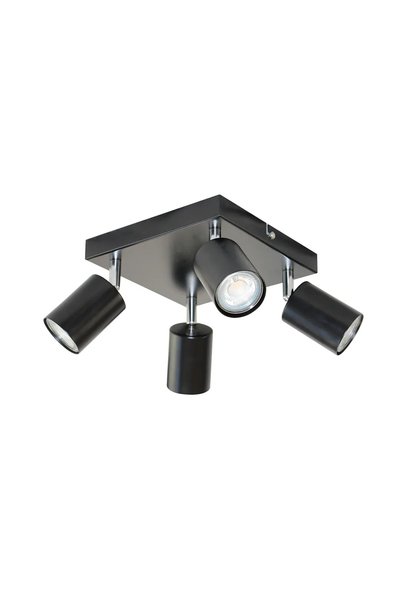 Orno DOA directional light fixture, 4 GU10 sockets, black, 190 x 190 x 140 mm