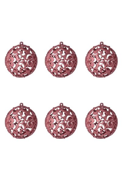 BAMI NETWORK Set de baloane de Crăciun din plastic cu sclipici roz-auriu Ø8cm...