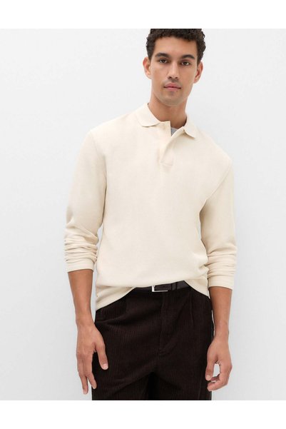 Marks & Spencer Tricou polo cu mânecă lungă, din amestec de bumbac, cu nervuri
