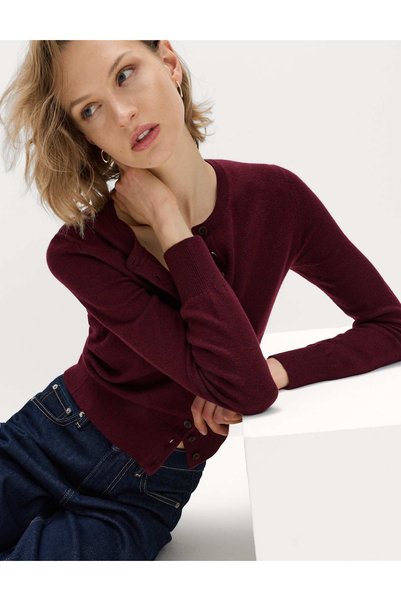 Marks & Spencer Cardigan scurt cu guler rotund din fir aerisit