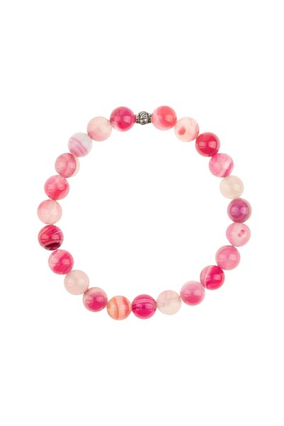 ALUULA Zawira Pink Agate Natural Stone Bracelet (8mm Sphere Cut)