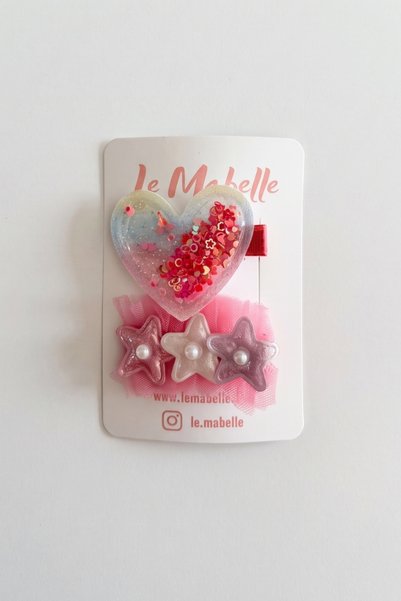 Le Mabelle مجموعة مشابك شعر للبنات، تتكون من قطعتين، مزينة بالزخارف المرجانية...