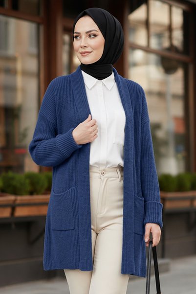benguen Pocketed Knit Cardigan R4442 Indigo