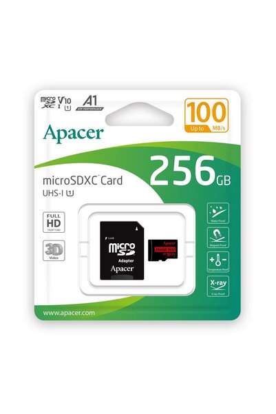 Apacer 256GB microSD Memory Card, 100 MB/s (AP256GMCSX10UB-R)