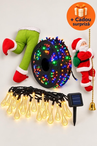 OferteTop Set 4 Decorațiuni Crăciun, Instalație LED 100 m, Instalație Solară,...