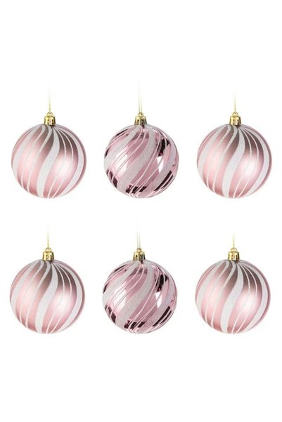 BAMI NETWORK Set globuri Craciun roz plastic Ø8cm ornamente elegante
