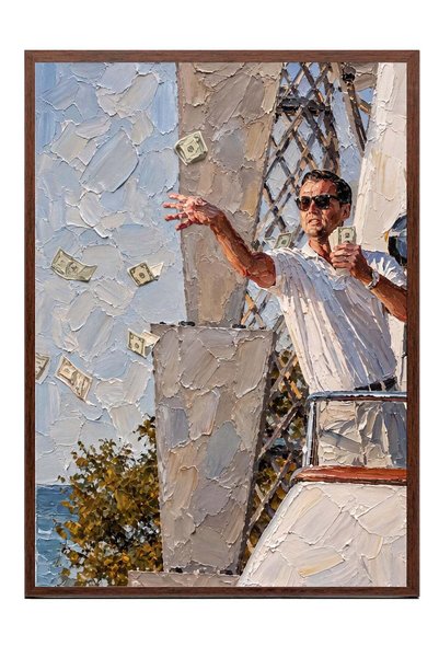 Postifull "Money-Spewing Man" Figure Poster – Brown-Framed Artwork No. 160516