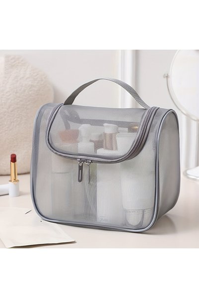 Choice GRAY New Multi-functional Toiletries Bag Curved Nylon Mesh Portable Ma...