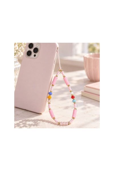 Jumbo Bratara pentru Telefon cu Margele Roz 13cm