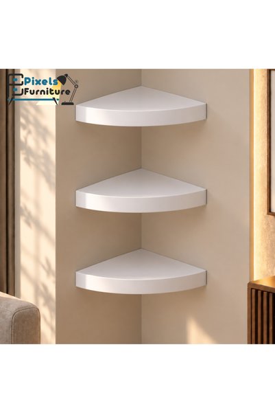 PixelsFurniture Pixel Furniture 3-Piece Set of Corner Floating Wall Shelves, ...