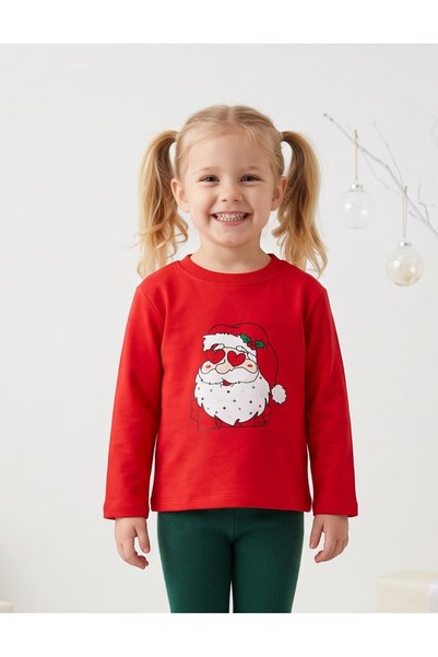 MiniKids Коледен суитшърт със сърцевидни очи