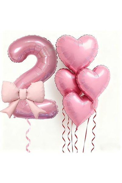 Choice NUMBER 32inch HG9221-2 6pcs Pink Bow Heart Balloon with 32Inch Pink Nu...