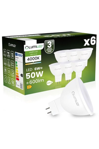Lumiled 6x Bec LED GU5.3 Spot MR16 6W = 50W 600lm 4000K Neutru 120 °