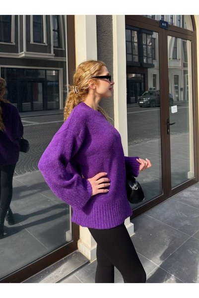 YPC TEKSTİL Women's Oversize Knitwear Sweater Wide Sleeves