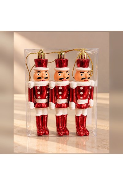 HEDİYE FİKRİ Red Christmas Tree Ornaments with Santa Claus Figures, Set of 3,...