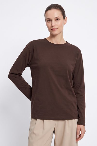 zenne Bluză basic cu mâneci lungi 11448 - CAFEA