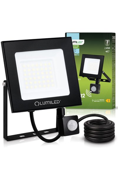 Lumiled ZONER2 30W 3000lm 6500K IP65 Proiector LED cu senzor de mișcare, negru