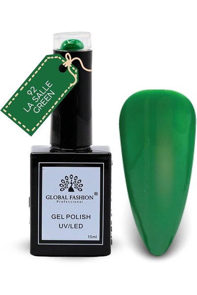 GLOBAL FASHION Professional Black Elite Gel Nail Polish 092 La Salle Green (E...