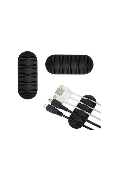 Jumbo Organizator din Plastic Negru pentru Cabluri 2.8x6.6cm - 2buc