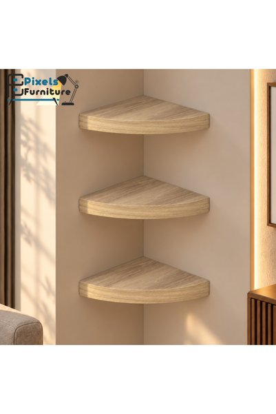 PixelsFurniture مجموعة من 3 قطعة ارفف عائمة زاوية للحائط من بكسل الأثاث, غرفة...