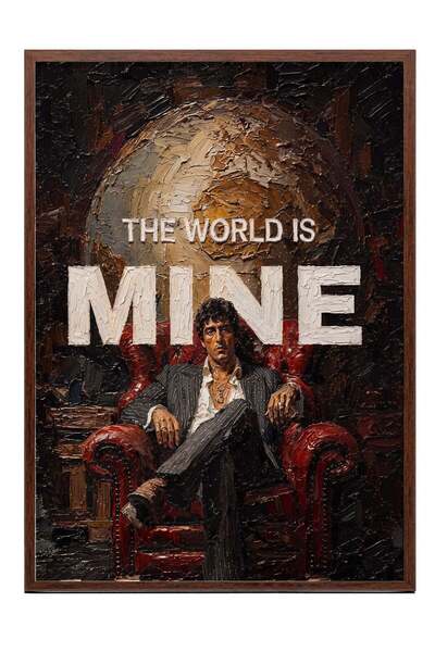 Postifull "The World is Mine" Poster – Brown-Framed Artwork No. 160519