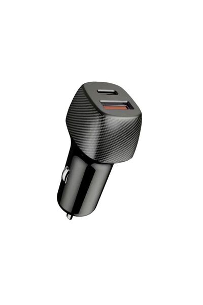 Jumbo Incarcator Auto Negru Quick Charge 48W cu 2 Porturi USB & TYPE C i-JMB