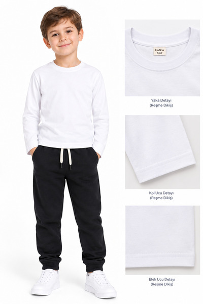 Hafico Erkek / Kız Çocuk %100 Pamuk Uzun Kollu Basic Sweatshirt