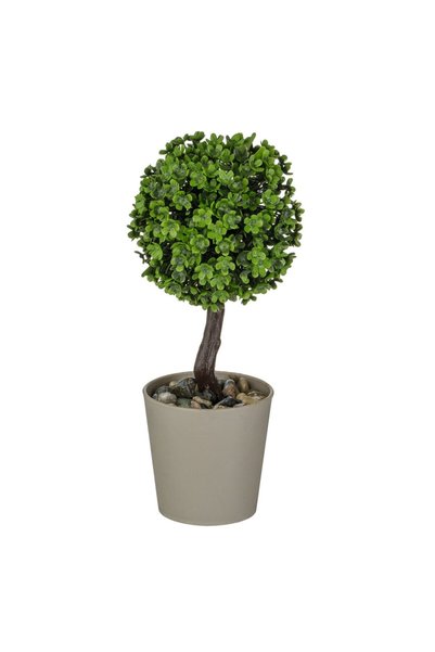 OEM Ghiveci decorativ, Bonsai artificial, Ceramică, Culoare taupe, Înălțime 18cm