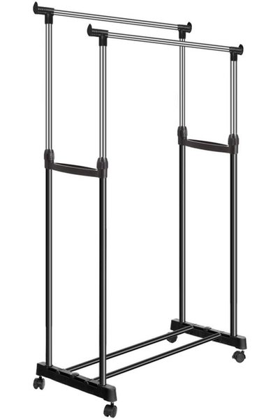 BSTBRANDSHOPPİNGTR Stainless Steel Pole Clothes Hanger - Adjustable Bars Clot...