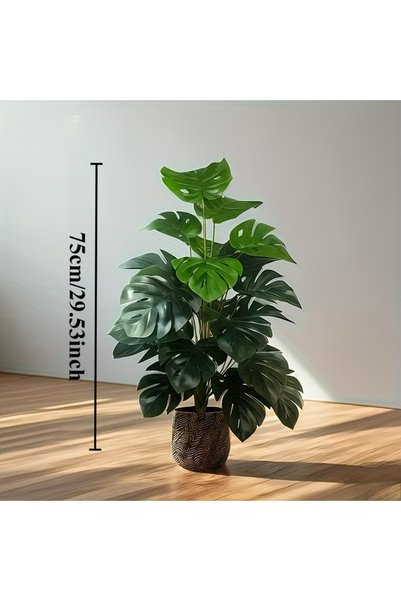 Choice 1PC 18 Leaves Artificial Monstera Palm Tree Realistic Plastic Green Pl...