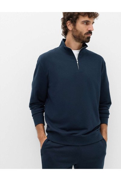 Marks & Spencer Hanorac cu fermoar scurt, din bumbac bogat, cu textură loopback