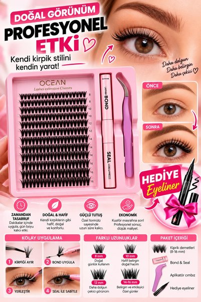 Luxıma Takma Kirpik Seti 240 Adet Kirpik, Kirpik Cımbızı, Eyeliner Yapıştırıcı