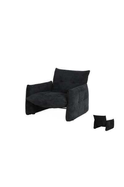 IN HOME STORE كرسي بيرجير عصري بتصميم مريح ولون أزرق داكن