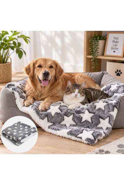 IRO Grey Christmas Blanket with Stars for Pets 100x70cm