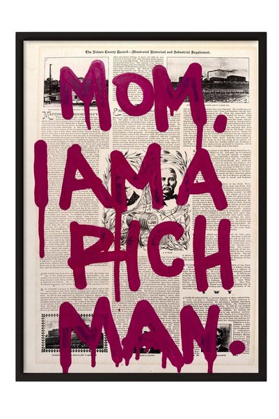 Postifull Poster „MOM I AM A RICH MAN” – Tablou cu ramă neagră NR: 160523
