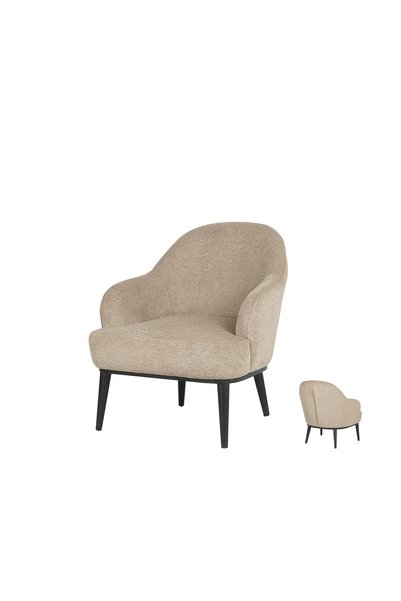 IN HOME STORE كرسي بيرجير عصري بكسوة قماشية بيج وأرجل خشبية سوداء