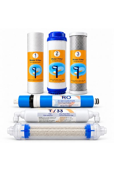 Aquaroo Set of 6 reverse osmosis filter cartridges 50 GPD, with deionization
