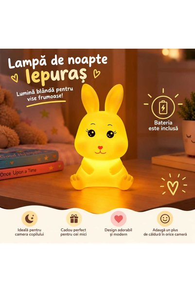 Generic Brand Lampă de Noapte pentru Copii „Iepuraș” – Lumină Blândă pentru V...