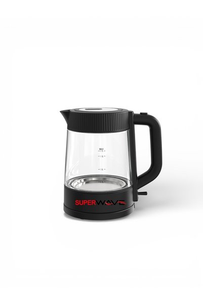 Super Wave غلاية ماء كهربائية زجاج سعة 1.7L بجهد 220W من بن شيهون ضمان عامين
