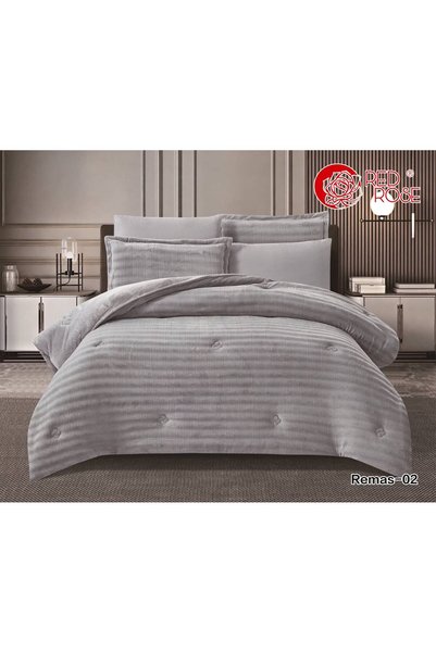 REDROSE COLOR لحاف شتوي نفر ونص بوجهين مخمل و فرو طقم 4 قطع - 140*200 - طقم م...