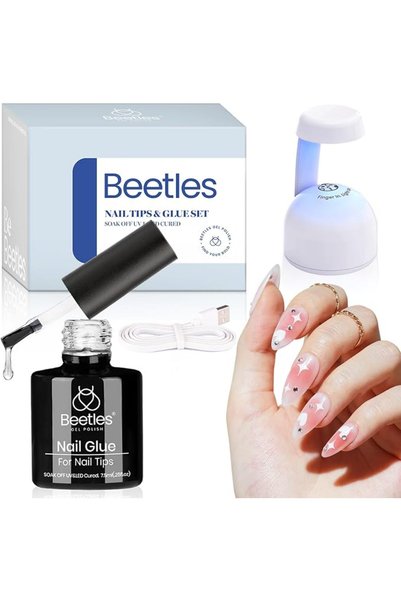 beetles Gel Polish طقم غراء أظافر وطلاء نهائي 5 في 1، قطعتان 15 مل لتطويل الأ...