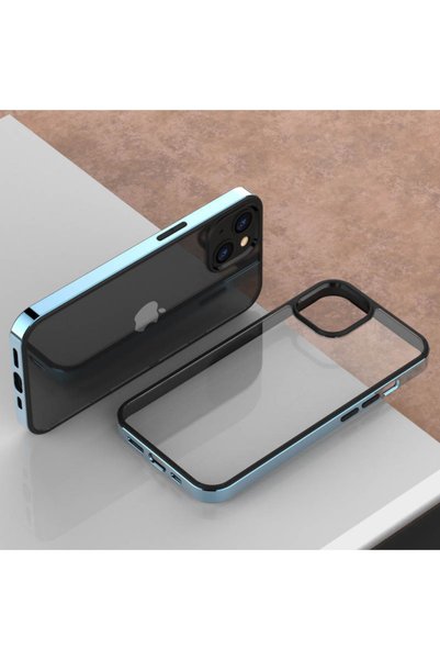 GrandMobile Husa cu ramă electroplacată pentru iPhone 13 Pro Max, Sierra Blue