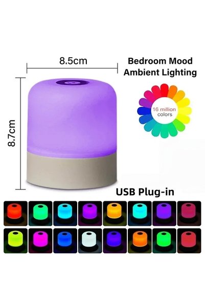 Choice 16-color Touch Night Light USB Plug-in Dimmable Night Light 3-color/RG...