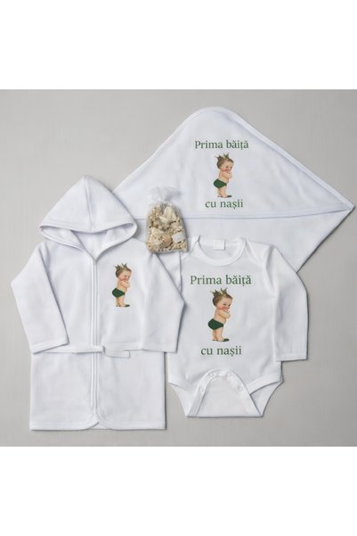 Your Baby Store Set prima baita cu nasii – Micul Print verde – cu prosop, bod...