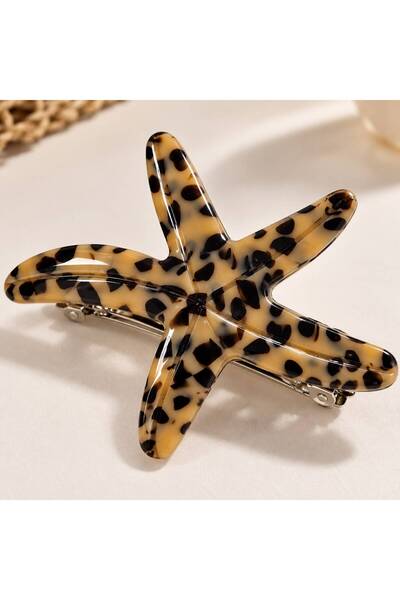 So Much Accesories مشبك شعر أكريليك بتصميم نجم البحر بنقشة الفهد – مشبك أنيق ...