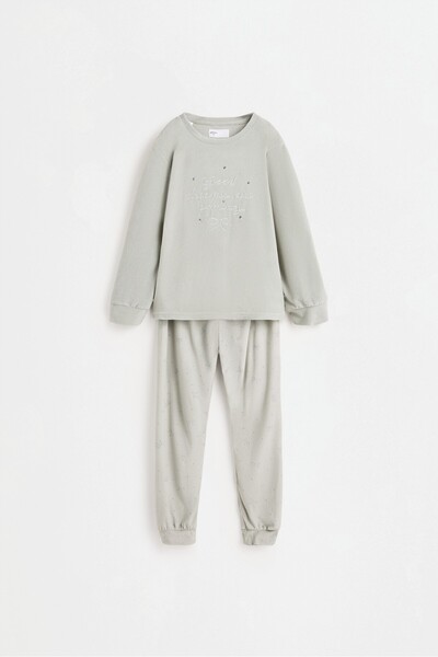 LEFTIES KIZ ÇOCUK Simli yamalı peluş pijama